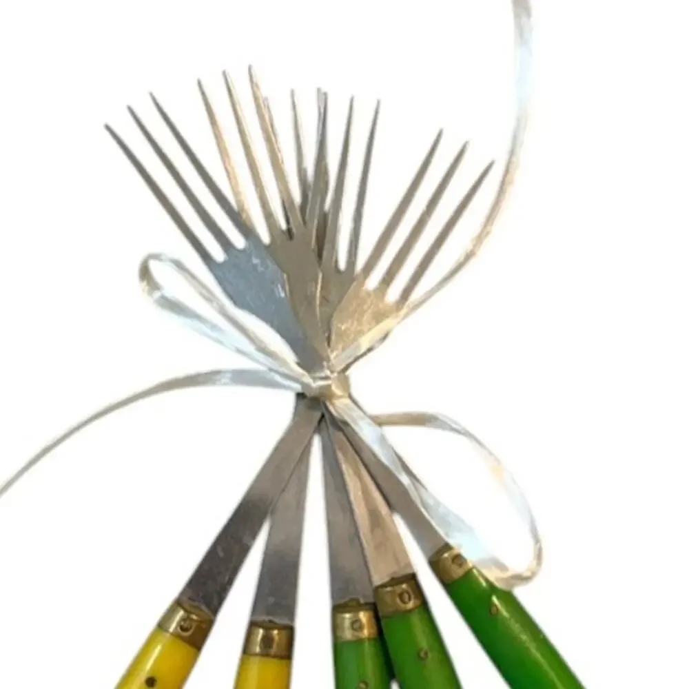Vintage French Bistro 3-Tine Table Forks Set of 5 Made in France
